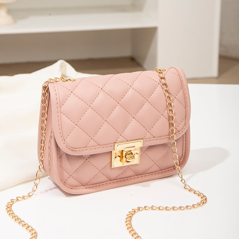 Small square bag embroidered diamond grid women's bag