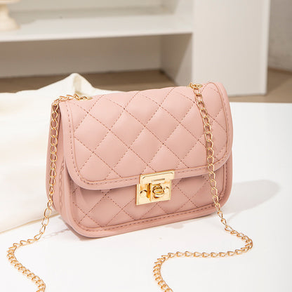 Small square bag embroidered diamond grid women's bag