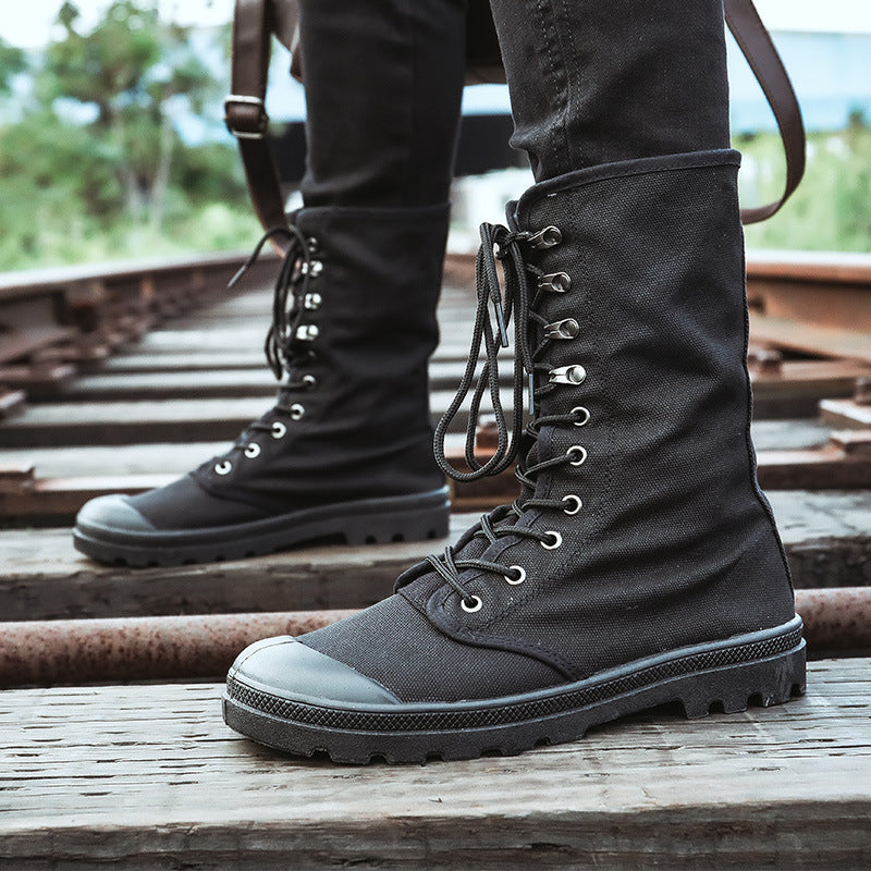 High-top Martin Boots Outdoor Jungle Hiking Slip-on All-in-one Sneakers Unisex Canvas Shoes