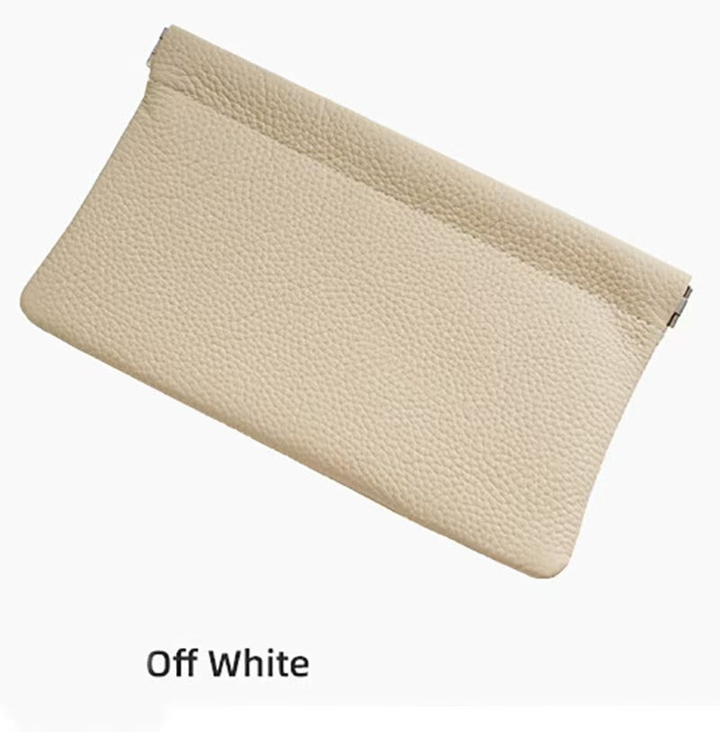 Leather automatic closed handle bag portable large capacity makeup bag