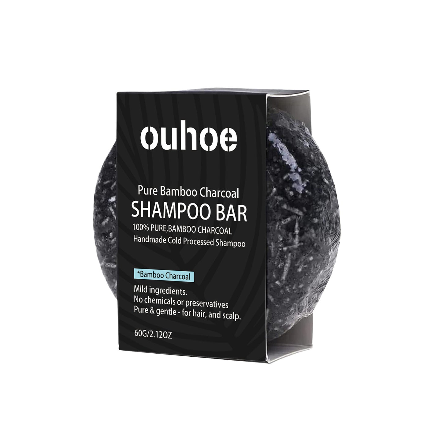 OUHOE Organic Bamboo Charcoal Shampoo Bar, Deep Cleansing Scalp Strong And Strong Hair Nourishing Repair Improve Dry Shampoo Soap