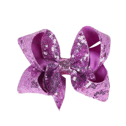 Children's Rhinestone Butterfly Hair Clip Solid Color Girl Sequin Hairpin 5 Inches