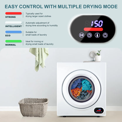 SIMZLIFE Compact Laundry Dryer 3.5 cu.ft Clothes Dryers With Exhaust Pipe 1500W Portable Dryer For Apartments Home Dorm White
