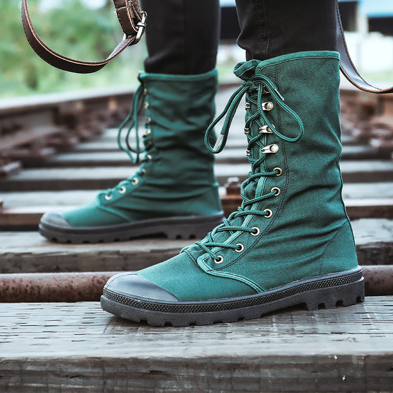 High-top Martin Boots Outdoor Jungle Hiking Slip-on All-in-one Sneakers Unisex Canvas Shoes