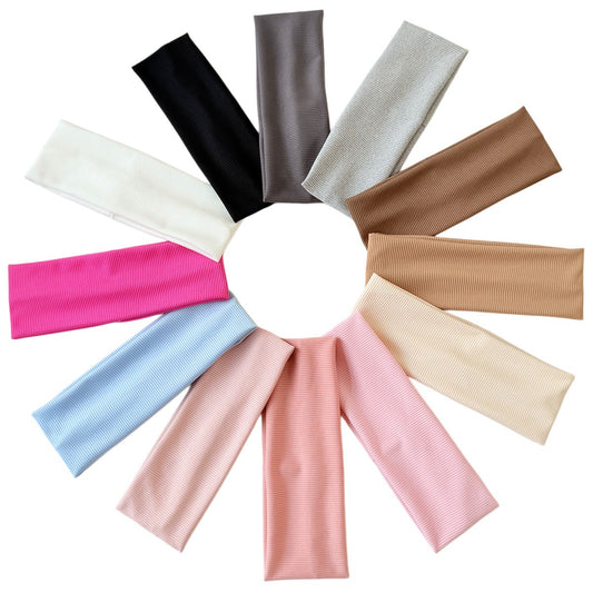 Cotton Elastic Headband Wide Sweat-Absorbent Band, Solid Color, Multi-Functional Headwear