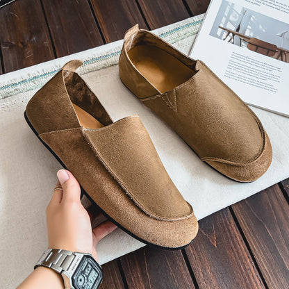 Men's Flat Loafers, Slip-On Leather Shoes