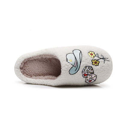 Western denim cotton slippers for women hairy slippers