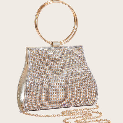 PU diamond bag magnetic buckle chain bag