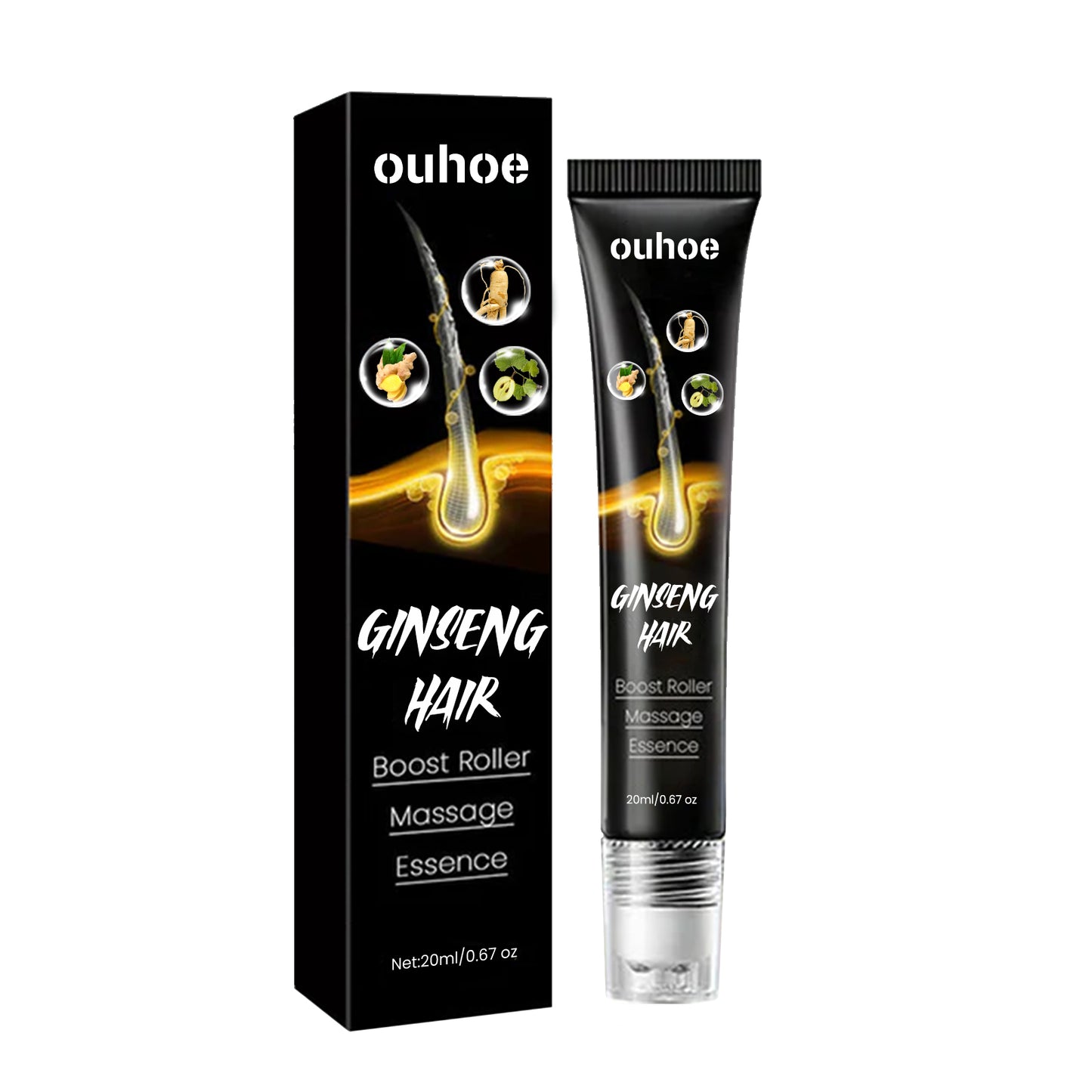 OUHOE Ginseng Massage Essence, Moisturizes Scalp Strengthens Hair Prevents Loss Hair Care Essence