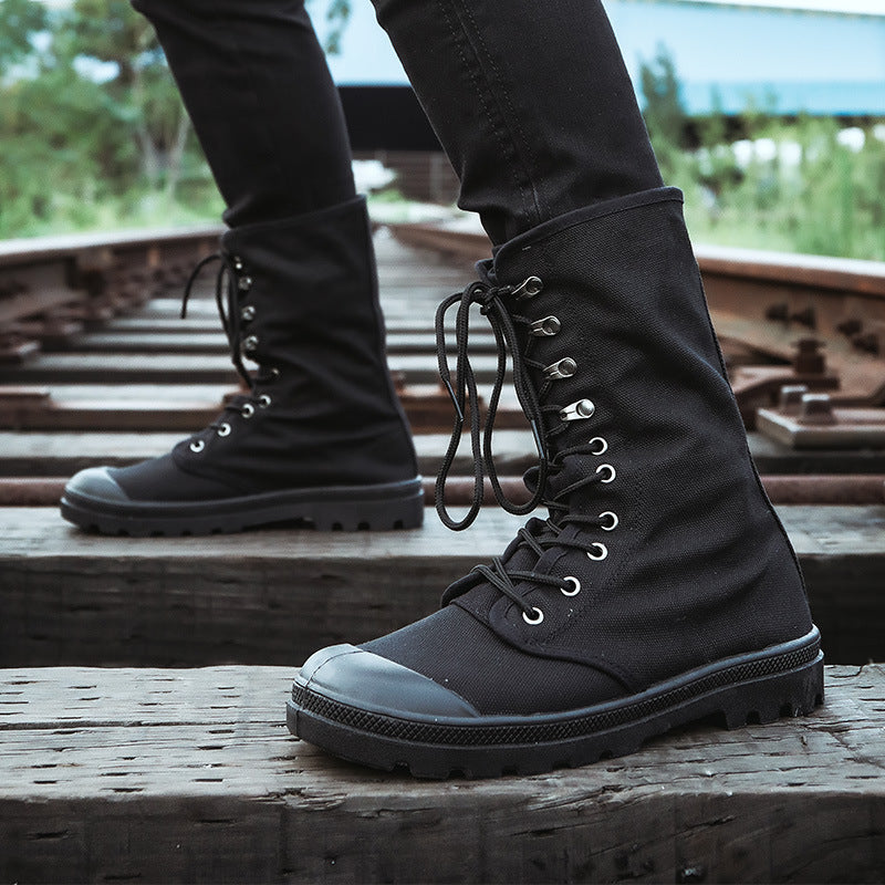 High-top Martin Boots Outdoor Jungle Hiking Slip-on All-in-one Sneakers Unisex Canvas Shoes