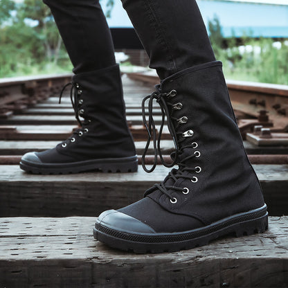 High-top Martin Boots Outdoor Jungle Hiking Slip-on All-in-one Sneakers Unisex Canvas Shoes