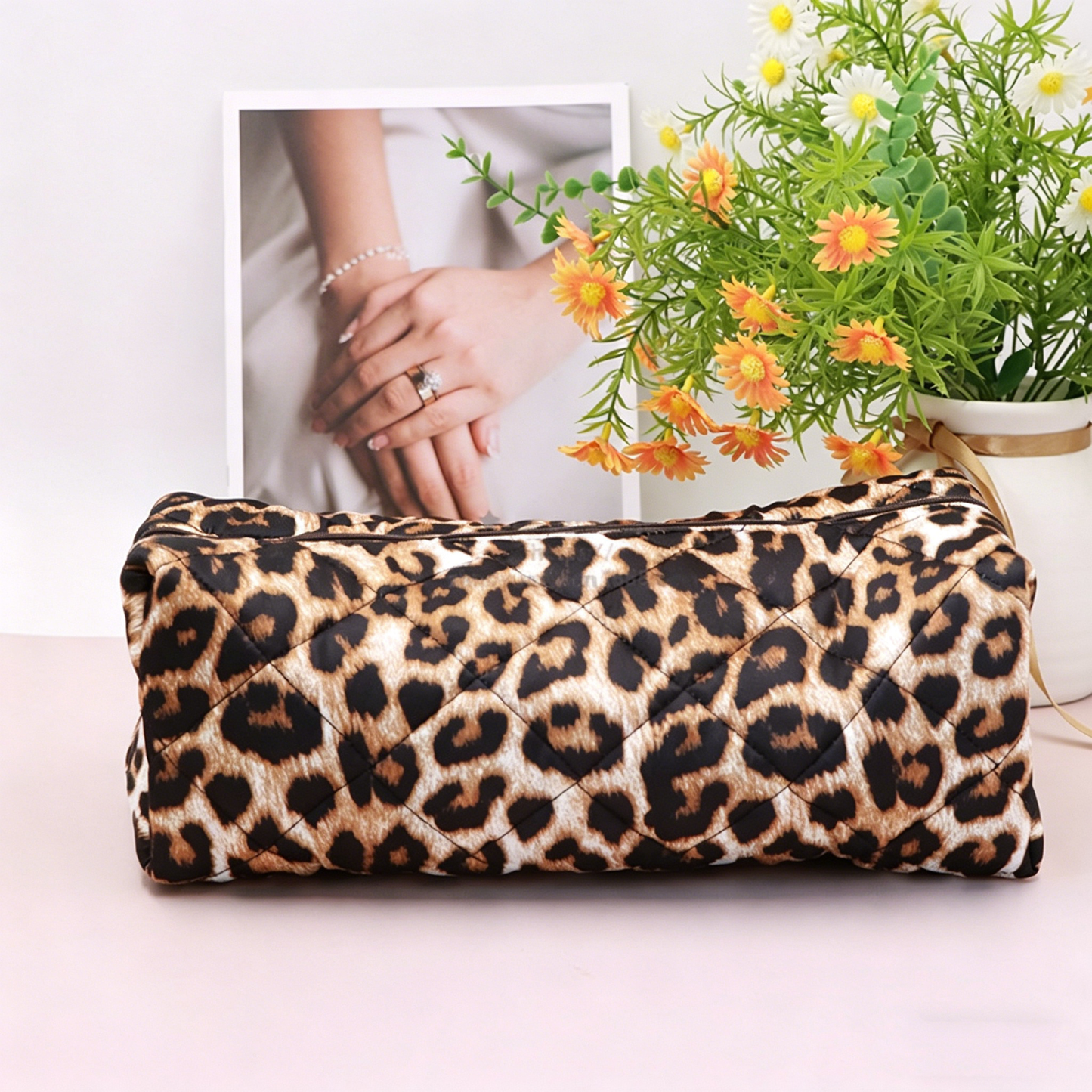 Striped makeup bag, large capacity hair dryer storage bag