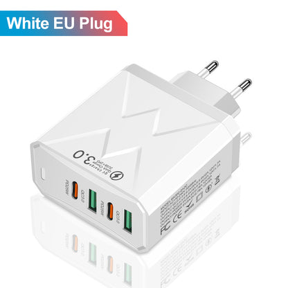 2USB+2PD mobile phone charger, tablet plug, super fast charging, multi port power supply