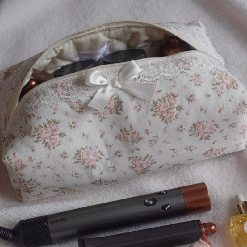 Striped makeup bag, large capacity hair dryer storage bag