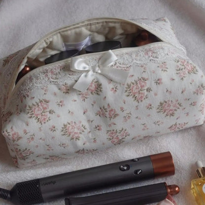 Striped makeup bag, large capacity hair dryer storage bag