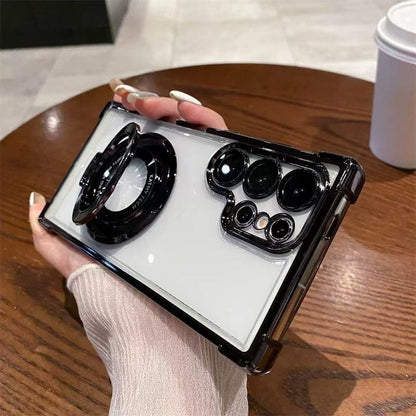 Suitable for Samsung S25 Ultra Phone Case with Air Cushion Shockproof Space Shell Magnetic Mount Bracket Note 20 Hard Case A55