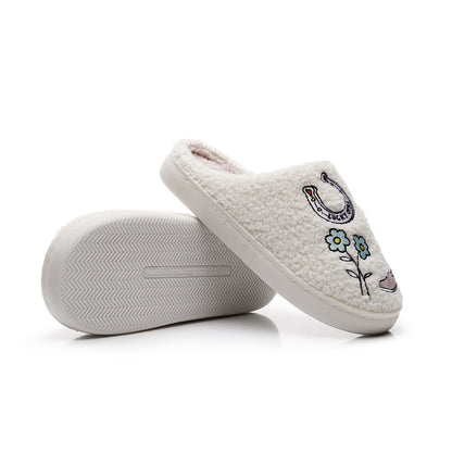 Western denim cotton slippers for women hairy slippers