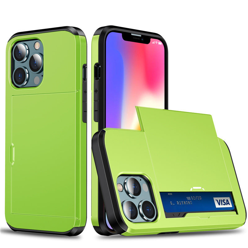Suitable for iPhone 17 ProMax phone case Apple 16 slide push card insert 14 15 anti drop protective cover