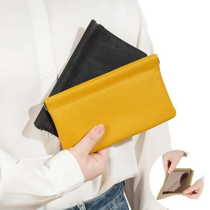 Leather automatic closed handle bag portable large capacity makeup bag