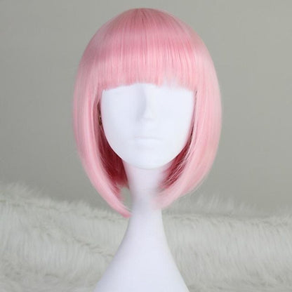 Wig for Women Short Hair Straight Bangs Bobo Bob Cut Anime Cosplay Colorful Hair