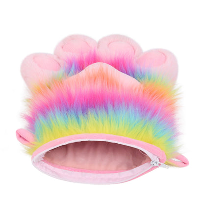 Rainbow Handmade Plush Crossbody Bag, Cute Animal Paw Lolita Bag, Coin Purse, Phone Pouch, Keychain