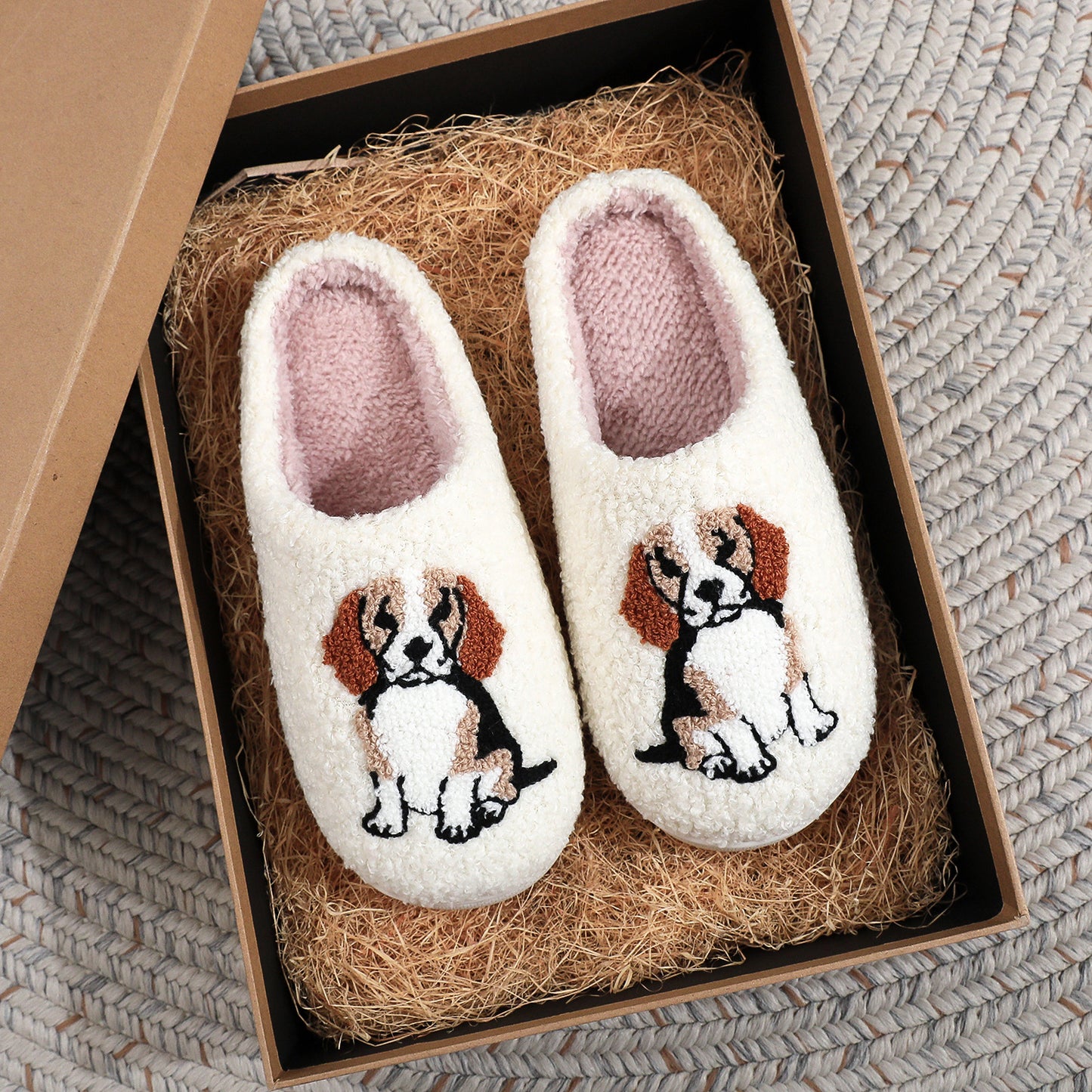 Beagle cotton home indoor anti slip cute cartoon dog slippers for women