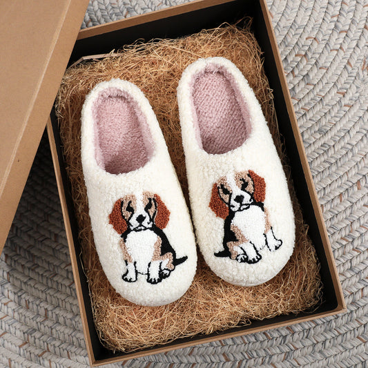 Beagle cotton home indoor anti slip cute cartoon dog slippers for women