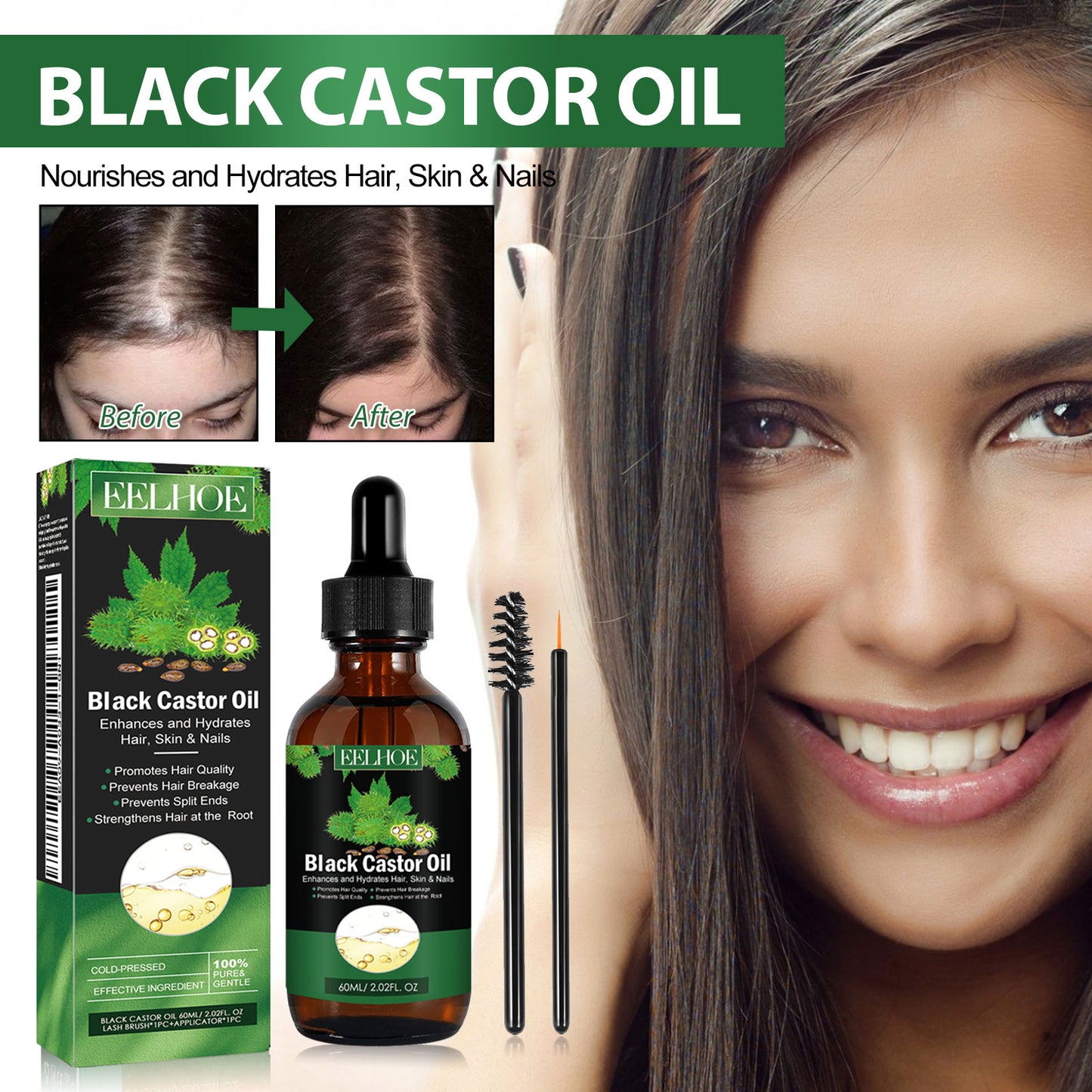 Castor Oil Dense Hair Liquid: Hair Prevention And Toughness, Dense Hair, Scalp Massage, Nutritional Care Solution