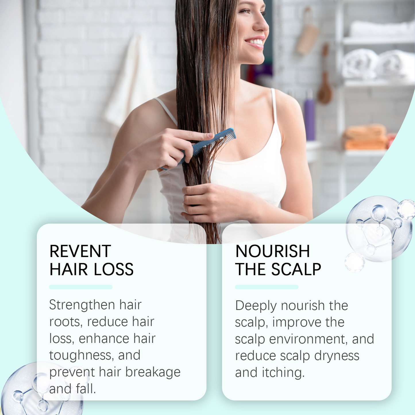 OUHOE Rice Water Hair Repair Spray, Scalp Repair Nourishes Dry And Irritated Hair Moisturizing Hair Treatment Spray