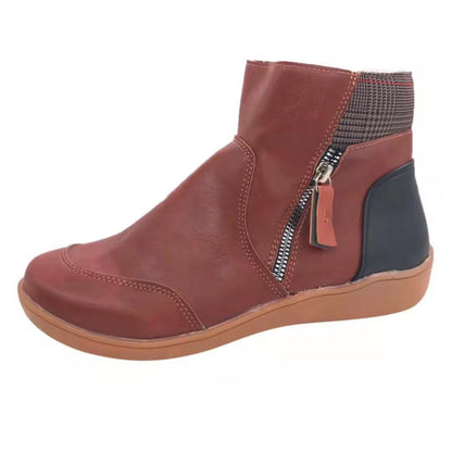 Zipper flat bottom casual snow boots cotton boots thick sole