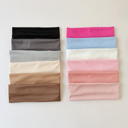 Cotton Elastic Headband Wide Sweat-Absorbent Band, Solid Color, Multi-Functional Headwear