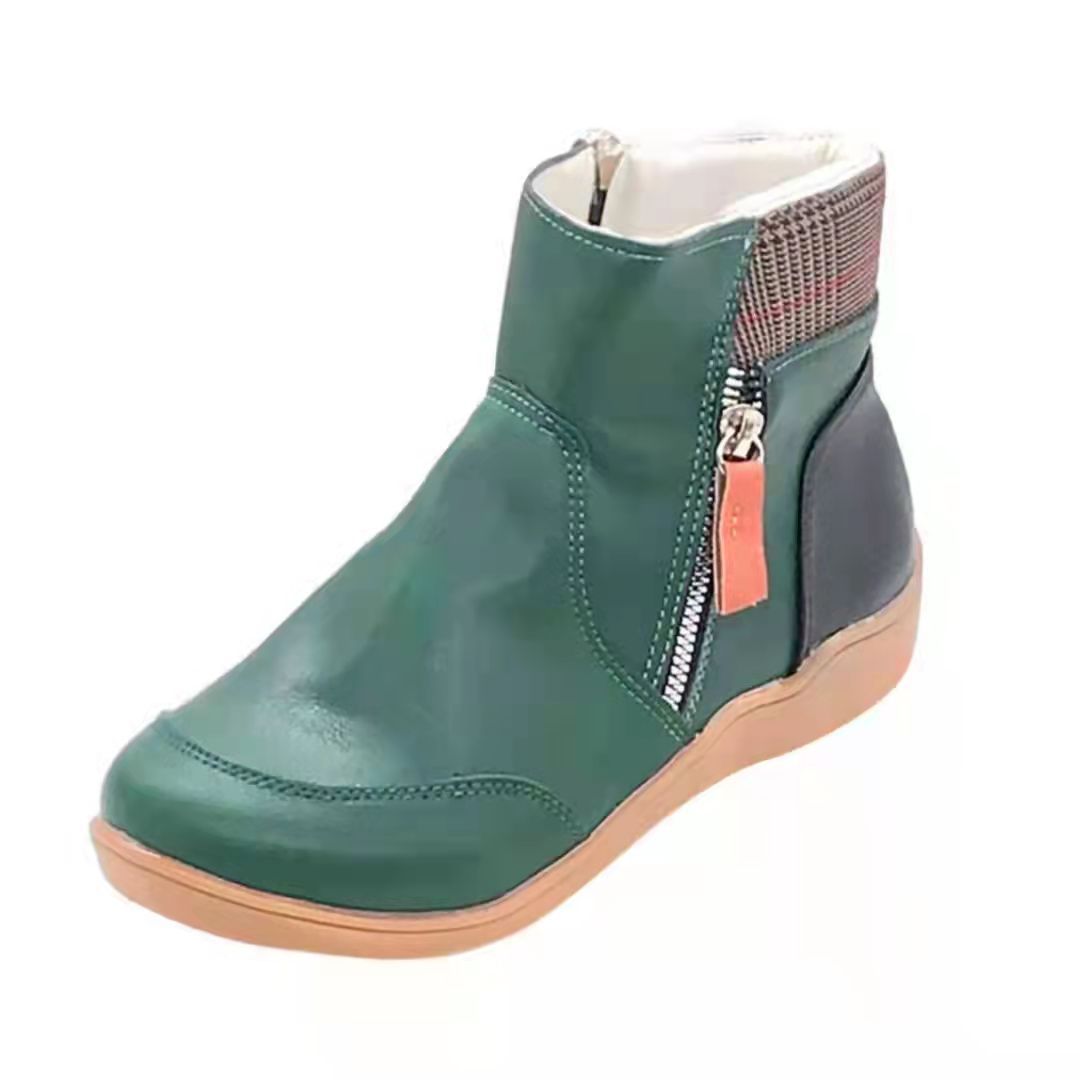 Zipper flat bottom casual snow boots cotton boots thick sole