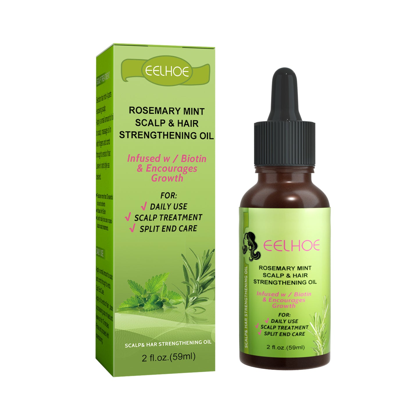 EELHOE Mint Hair Nutrient Solution, Hair Growth Scalp Care Split Ends Care Strengthen Hair Essential Oil