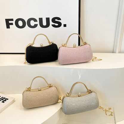 Chain sparkling diamond single shoulder crossbody bag