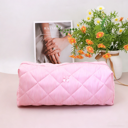 Striped makeup bag, large capacity hair dryer storage bag