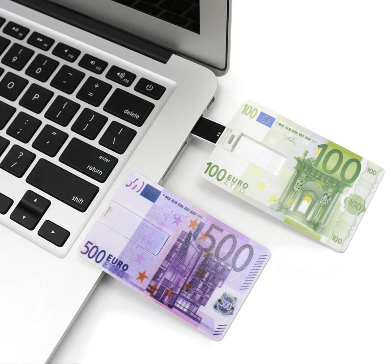 USB Flash Drive 4GB 8GB 16GB 32GB 64GB 128GB Dollars Bank Card Pen Drive Memory Euro USB 2.0 Stick PenDrive Wallet U Disk