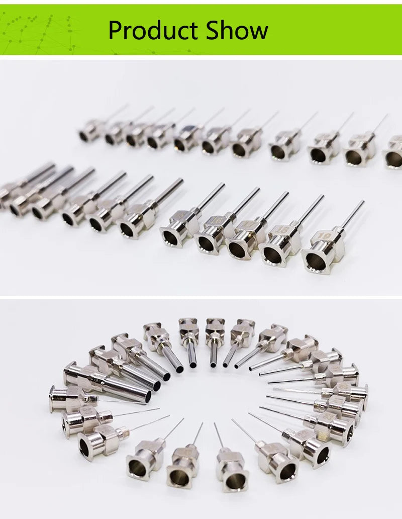 12PCS Stainless Steel Dispensing Adhesive Syringe Needle Tip Set for Large Space Precision Dispensing Equipment Tool