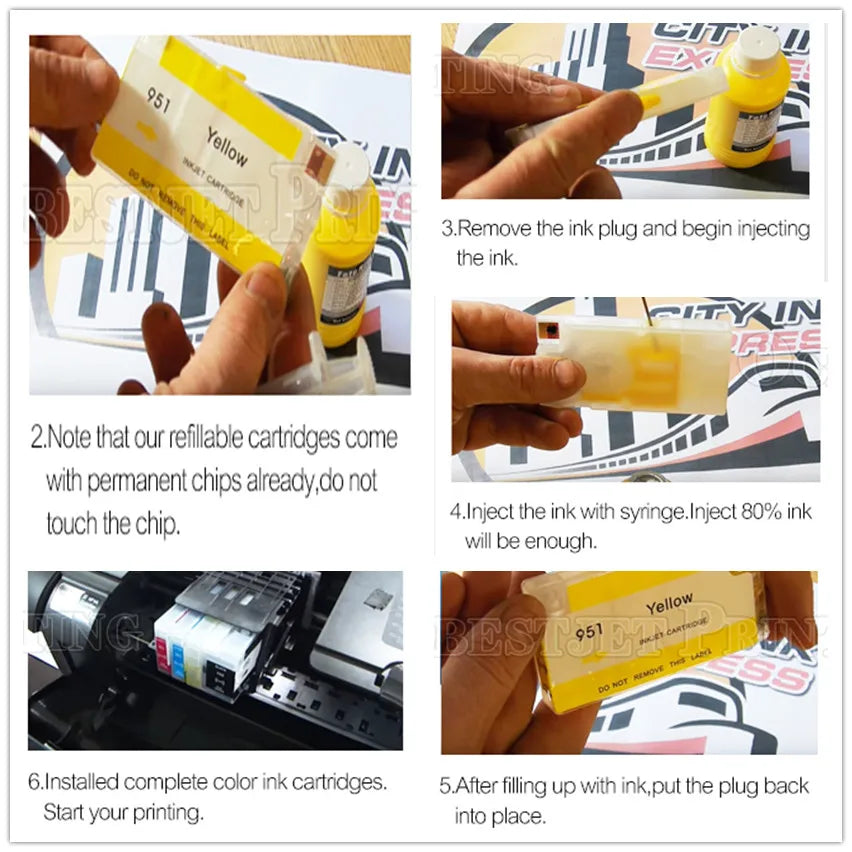 refill ink kit for hp 950 951 Refillable ink cartridge for HP Officejet Pro 8100 8600 8630 8610 8620 8680 8615  Pro 251DW 276DW