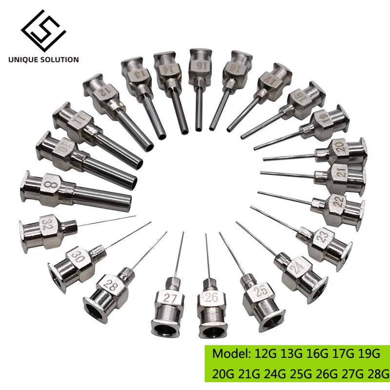 12PCS Stainless Steel Dispensing Adhesive Syringe Needle Tip Set for Large Space Precision Dispensing Equipment Tool