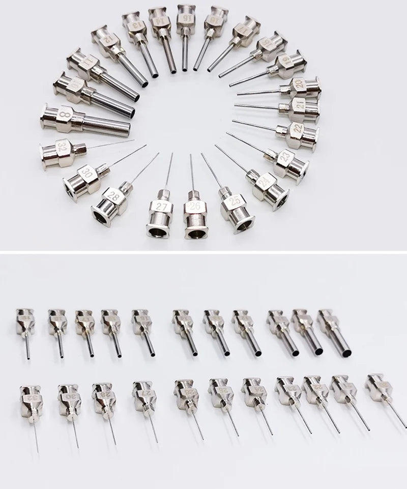 12PCS Stainless Steel Dispensing Adhesive Syringe Needle Tip Set for Large Space Precision Dispensing Equipment Tool