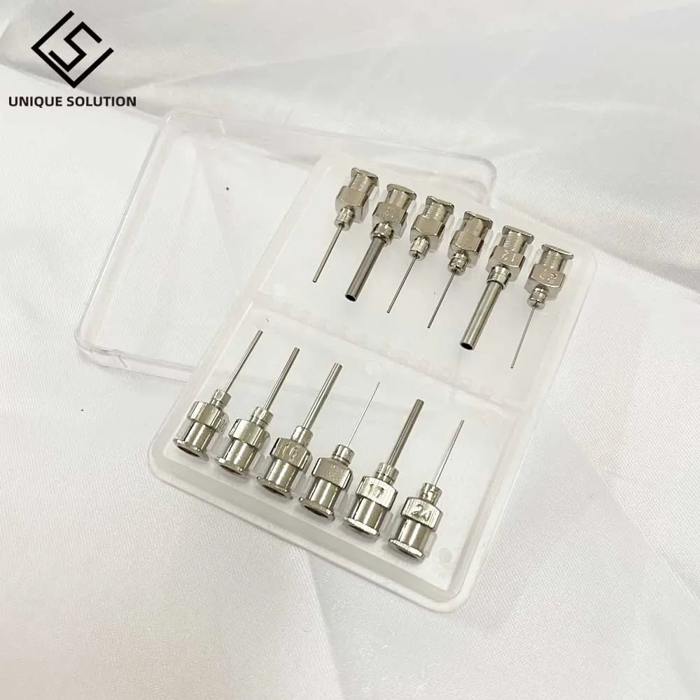 12PCS Stainless Steel Dispensing Adhesive Syringe Needle Tip Set for Large Space Precision Dispensing Equipment Tool