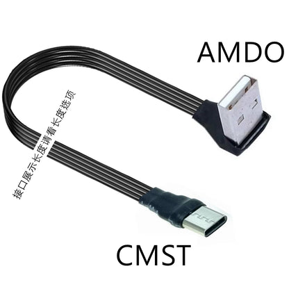 2M 3M USB-C Type C Male straighten/UP Down Angled 90 Degree to USB 2.0 Male Data Cable USB Type-c Flat Cable 0.1m/0.2m/0.5m/1m