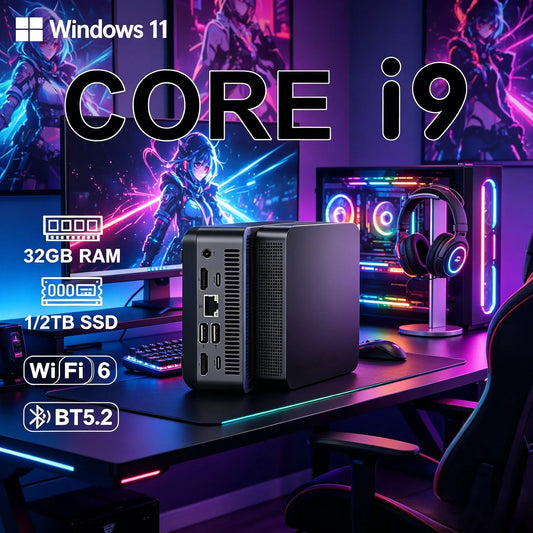 2026 New Powerful Slim Mini PC Core Windows 11 Pro I9‑8950HK 32GB RAM 1TB 2TB SSD WiFi6 BT5.2 4K