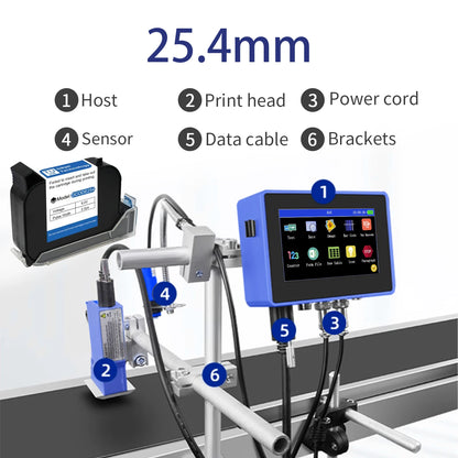 DCODE 130PLUS Industrial Online Inkjet Printer 12.7/25.4mm Nozzle with Plastic Shell QR Barcode Batch Number Logo Date Printer