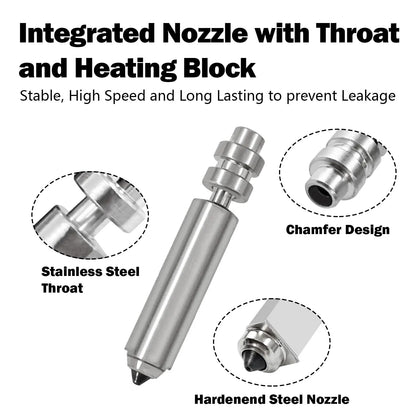 3PK 0.4MM 0.6MM 0.8MM Kobra X Nozzles Integrated Hardened Steel Nozzles Hotend Quick-Detachable Extruder Print Head Kit Hot End