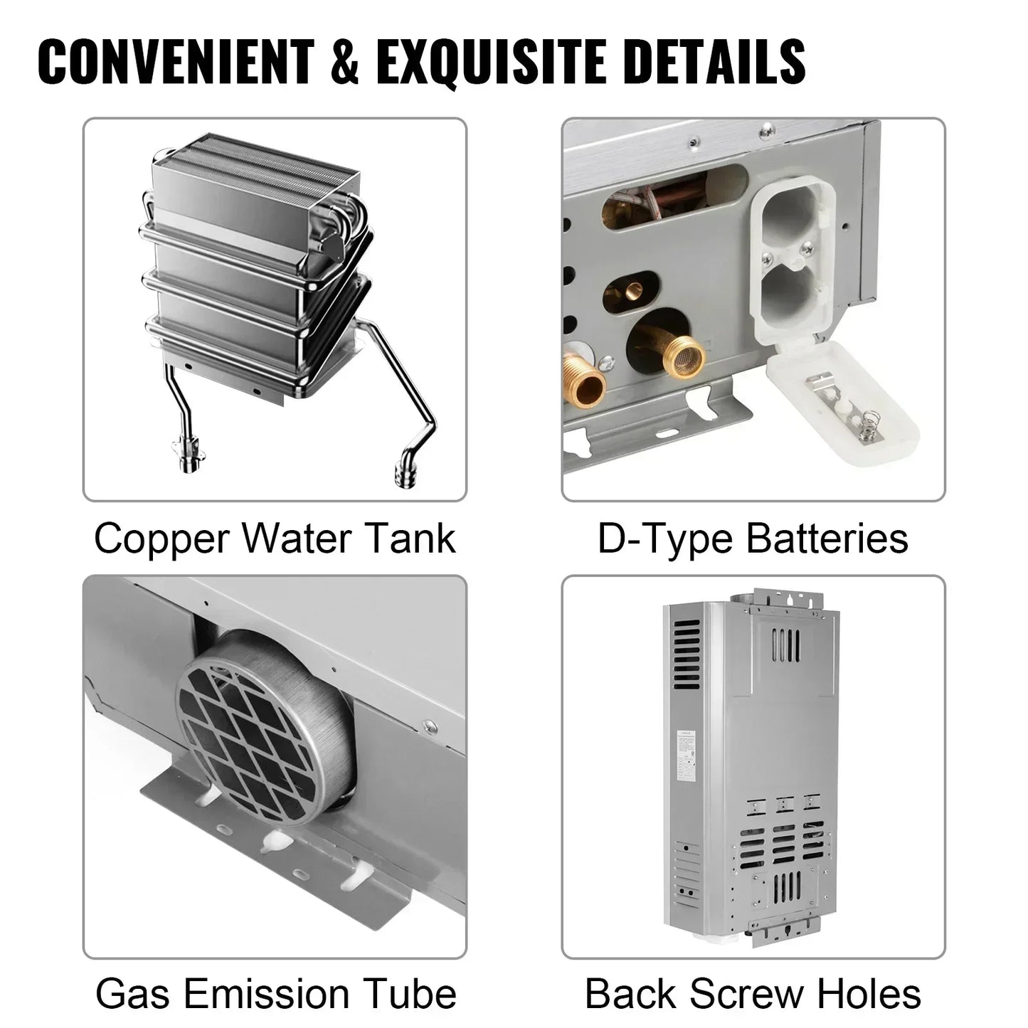 SIHAO LPG Water Heater 6L 8L 10L 12L 16L 18L LPG Liquefied Petroleum Gas Propane Butane Water Heater Stainless Steel Boiler Kit