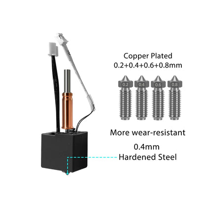 For Anycubic Kobra 3 V2 hotend 0.4mm Hardened Steel Brass Nozzle, Kobra 3 V2 Combo Accessories