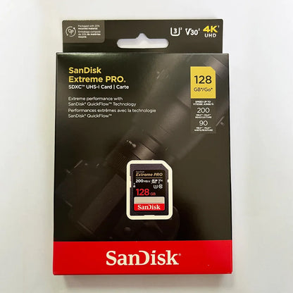 SanDisk Memory Card Extreme SD Card 4K UHD 32GB SDHC 64GB 128GB 256GB SDXC C10 U3 V30 up to 180M/s For 1080p 3D Full HD Camera