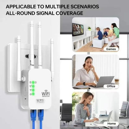 WiFi Extender 6Antennas Strong Signal, 1200Mbps Dual Band 2.4G-5G Wifi Booster, for AI Connectivity,VR Areas Signal Booster