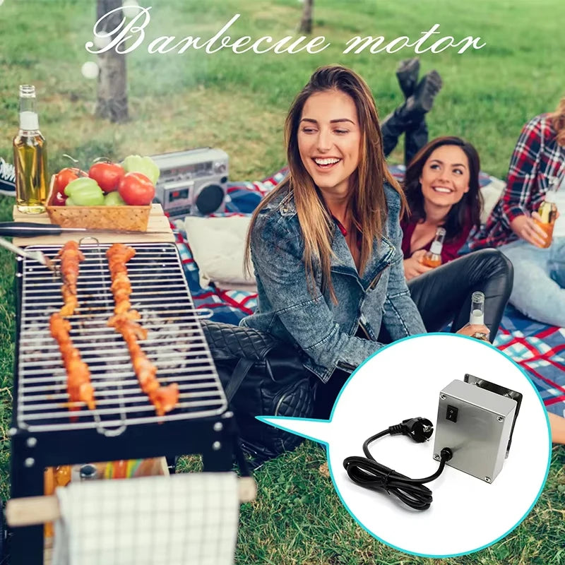 220V BBQ Electric Rotisserie For Grill Motor Espeto Para Churrasco Electric Heavy Duty Electrical Barbecue Accessories EU Plug